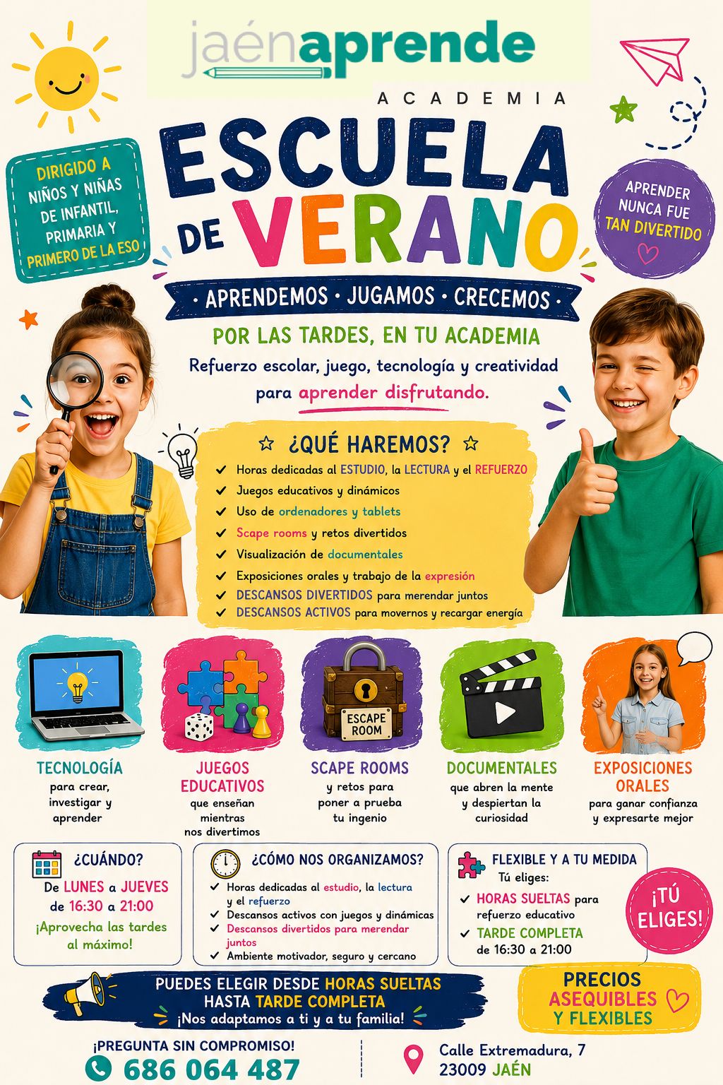 Escuela de Verano 2026 en Jaénaprende: Aprendemos, Jugamos y Crecemos 1 Escuela de Verano 2026 Jaénaprende - Academia para niños en Jaén